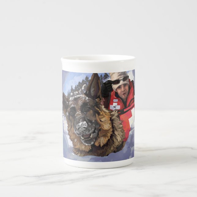 Tasse En Porcelaine Allemand Shepard Recherche et Secourt dans la neig (Devant)
