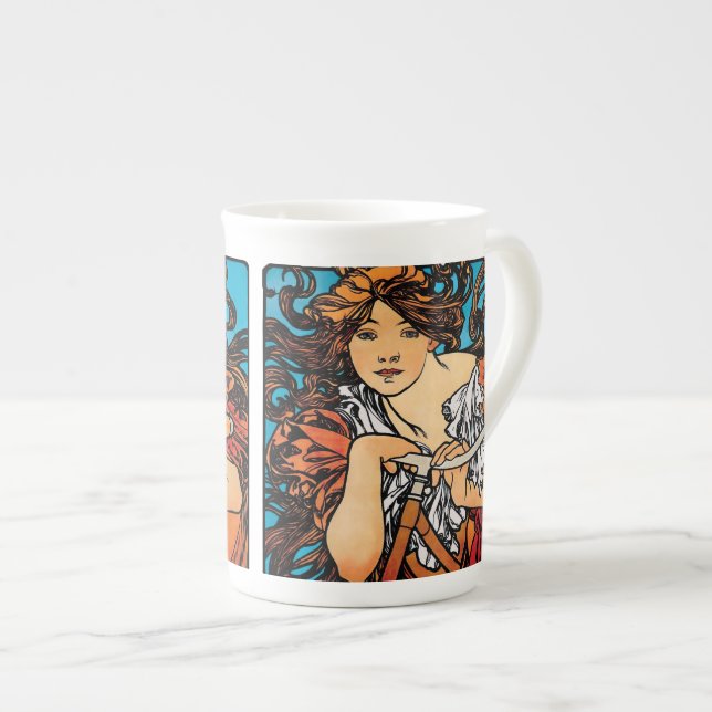 Tasse En Porcelaine Alphonse Mucha - Cycles Perfecta Retro Art Nouveau (Devant droit)