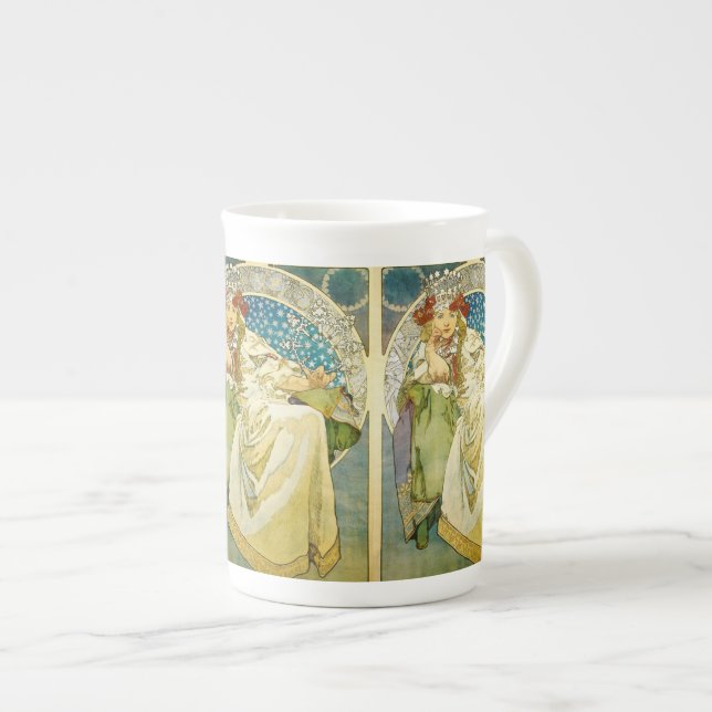 Tasse En Porcelaine Alphonse Mucha Princess Hyacinth Art Nouveau (Devant droit)