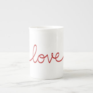 Tasse En Porcelaine Amour de script rouge minimaliste en ligne continu
