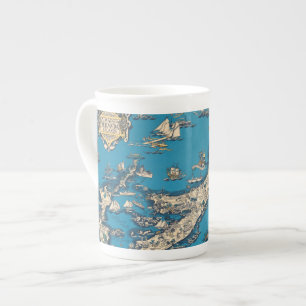 Tasse En Porcelaine Ancienne carte Vintage des Bermudes