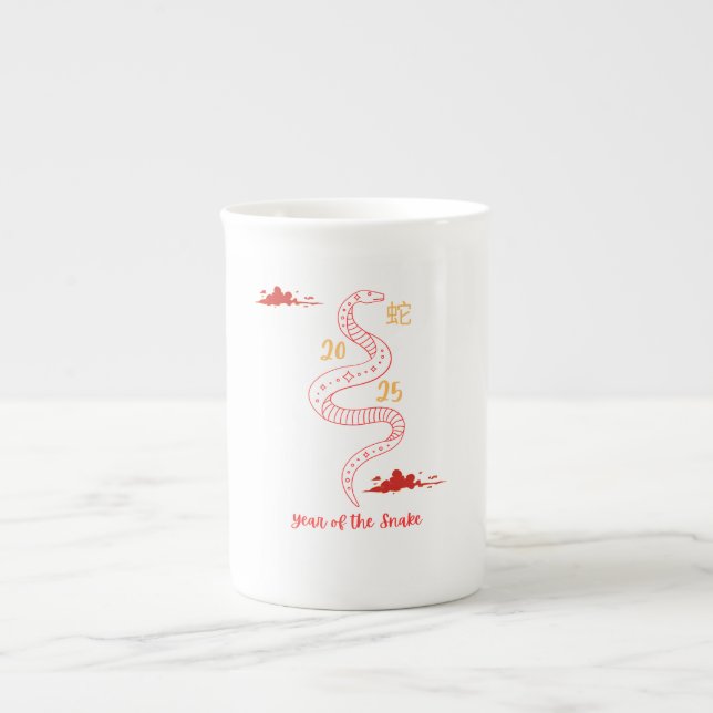 Tasse En Porcelaine Année du serpent 2025 (Devant)