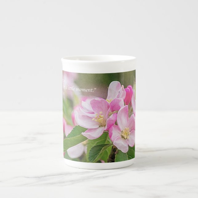 Tasse En Porcelaine Apple Blossom avec la citation de Shakespeare (Devant)