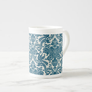 Tasse En Porcelaine Aquarelle bleu & blanc Floral Vintage Motif