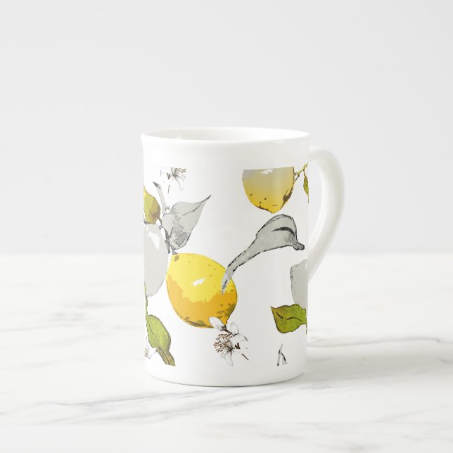 Tasse En Porcelaine Aquarelle citrons 20 (Devant droit)