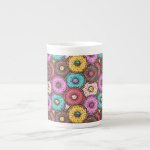 Tasse En Porcelaine Aquarelle colorée beignets avec Motif d'arrosage