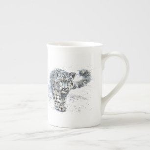 Tasse En Porcelaine Aquarelle léopard des neiges