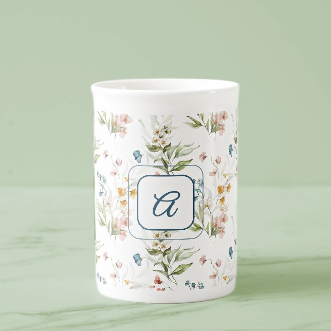 Tasse En Porcelaine Aquarelle Monogram 1600s Floral Art 10oz (Créateur téléchargé)