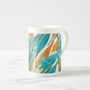 Tasse En Porcelaine Aquarelle peinte à la main Turquoise et rouille au