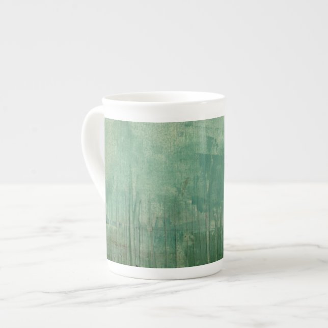 Tasse En Porcelaine Aquarelle verte contemporaine (Devant gauche)