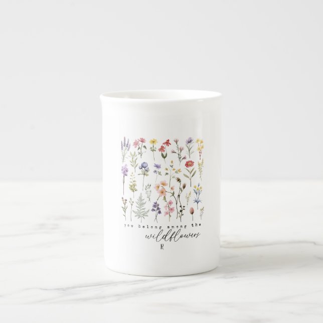 Tasse En Porcelaine Aquarelle vintage de soumission Fleur sauvage (Devant)