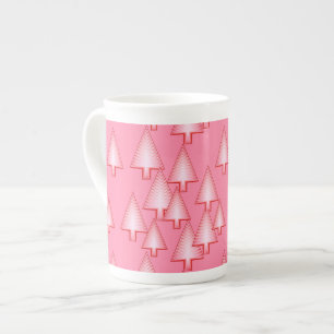 Tasse En Porcelaine Arbres de Noël métalliques modernes - corail rose