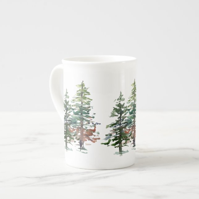 Tasse En Porcelaine Arbres forestiers à feuillage persistant (Devant gauche)