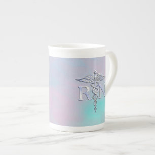 Tasse En Porcelaine Argent comme RN Caduceus Médicale Mère Pearl