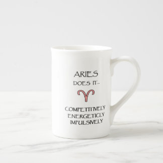 Tasse En Porcelaine "Aries Le Fait..." Musique de la Chine de l'os de 