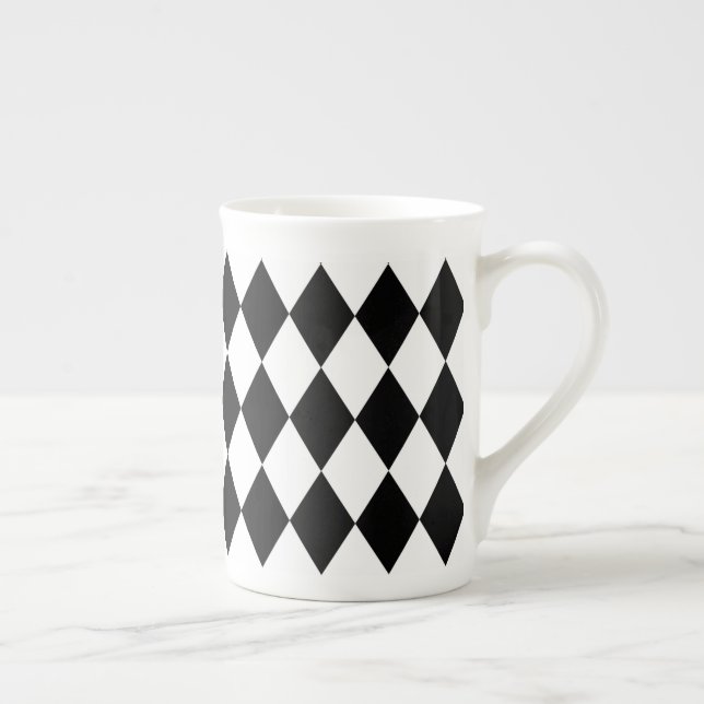 Tasse En Porcelaine Arlequin noir et blanc (Droite)