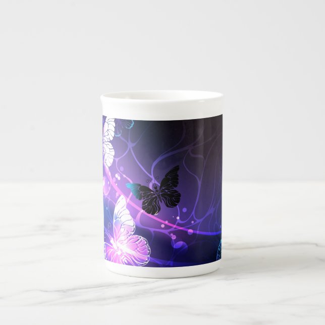 Tasse En Porcelaine Arrière - plan avec papillons de nuit (Devant)