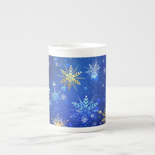 Tasse En Porcelaine Arrière - plan Bleu XMAS avec des flocons de neige
