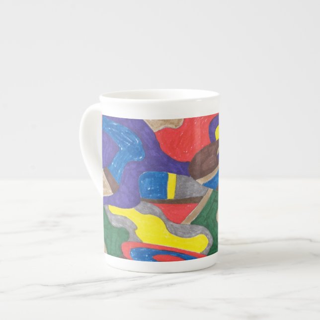 Tasse En Porcelaine Art abstrait "de chat de Picasso" (Devant gauche)
