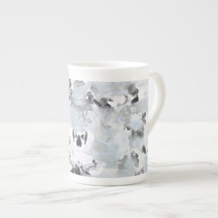 Tasse En Porcelaine Art moderne abstrait noir et blanc