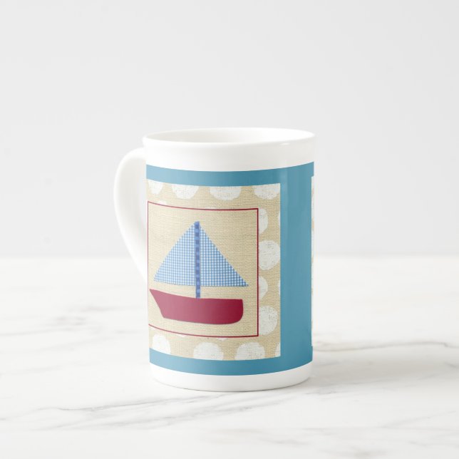 Tasse En Porcelaine Bateau à voile pour enfants par Chariklia Zarris (Devant gauche)