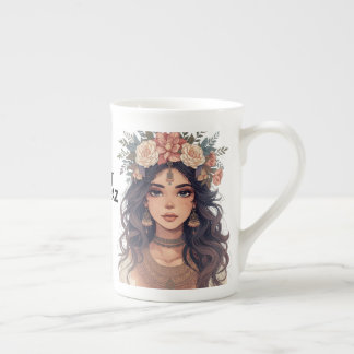 Tasse En Porcelaine Beautiful Floral Anime Girl – Soft Pastel Aesthe