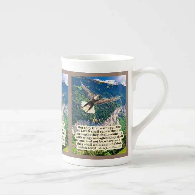 Tasse En Porcelaine Belle Écriture d'aigle Isaïe 40:31 (Droite)