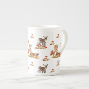 Tasse En Porcelaine Belle Forêt Animale Automne Motif Art