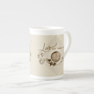 Tasse En Porcelaine Biscuit d'étoile de remous de feuille de coeur de