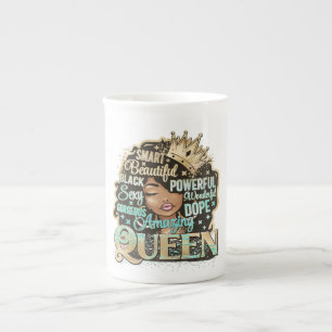 Tasse En Porcelaine Black Queen Melanin Femme Peau Brown Sista Magie