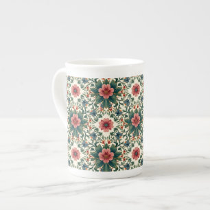 Tasse En Porcelaine Boho Flower Magic - dans les tons vert et rose