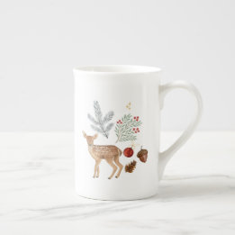 Tasse En Porcelaine Botanique et cerfs rustiques