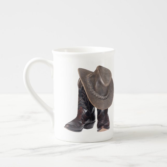 Tasse En Porcelaine Bottes et Casquette de cowboy (Gauche)