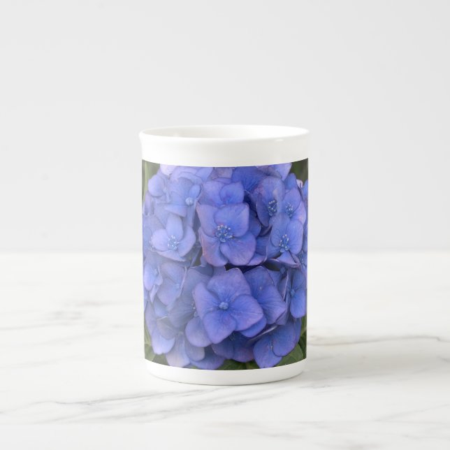 Tasse En Porcelaine Boue de Chine d'os d'Hydrangea bleu (Devant)