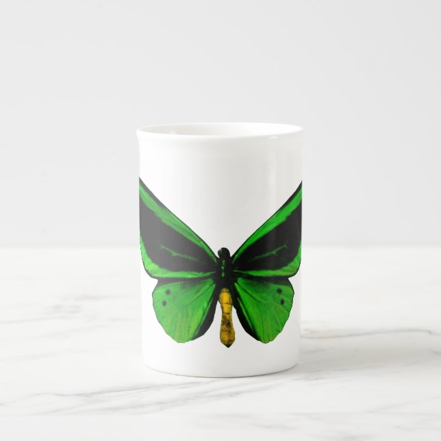 Tasse En Porcelaine Boug de Chine à os de papillon vert (Devant)