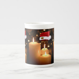 Tasse En Porcelaine Bougie de Noël, bougie de Noël