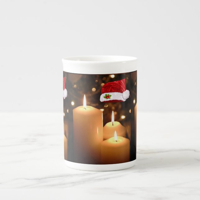 Tasse En Porcelaine Bougie de Noël, bougie de Noël (Devant)