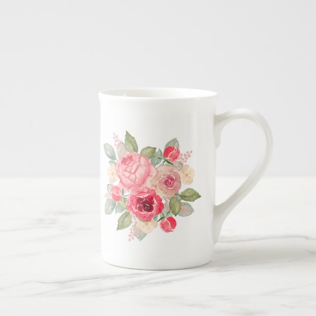 Tasse En Porcelaine Bouquet de roses peintes (Droite)