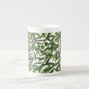 Tasse En Porcelaine Branches d'olive sur blanc