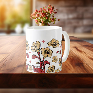 Tasse En Porcelaine Brunt moderne & Sandy Brown Floral PERSONNALISER