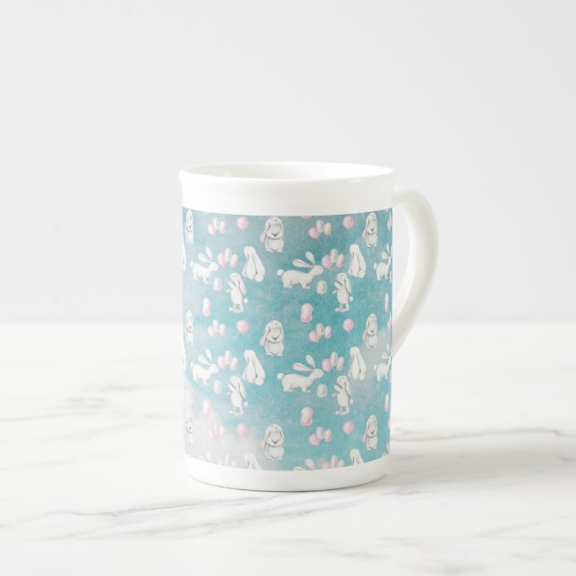 Tasse En Porcelaine Bunnies Bunny dans le ciel Cute Animal illustratio (Devant droit)