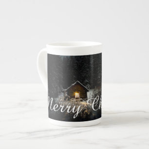 Tasse En Porcelaine Cabane Mystique de Noël en Profonde Forêt