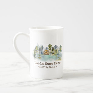 Tasse En Porcelaine Cabine Rustique Coordonnées Personnalisées Pinery 