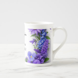 Tasse En Porcelaine Cadre floral de mariage avec des fleurs colorées