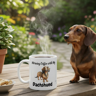 Tasse En Porcelaine Café Brun Sable Élégant Moderne pour DACHSHUND