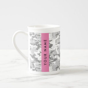 Tasse En Porcelaine Camouflage neige hivernale grise Personnalisez vot