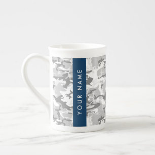 Tasse En Porcelaine Camouflage neige hivernale grise Personnalisez vot