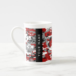 Tasse En Porcelaine Camouflage rouge et gris Votre nom Personnaliser