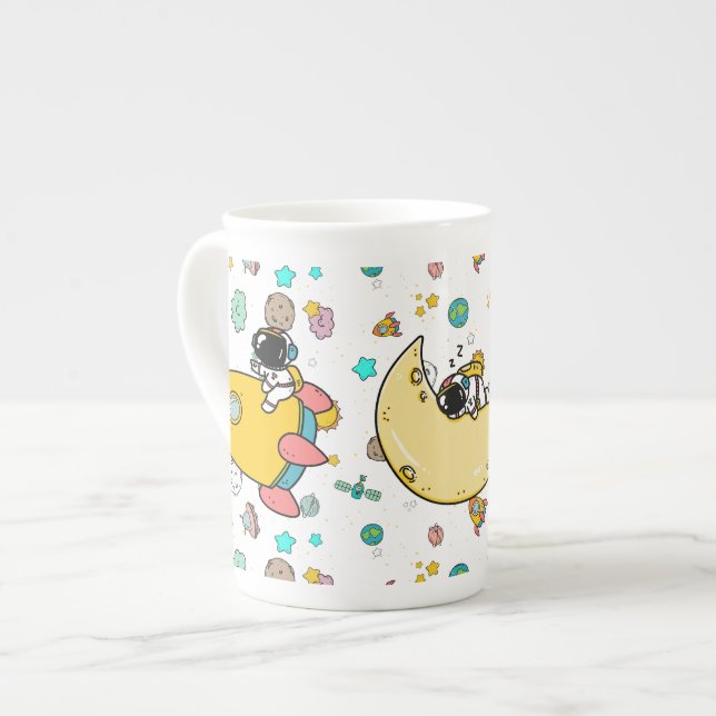 Tasse En Porcelaine Caricature spatiale astronaute (Devant gauche)