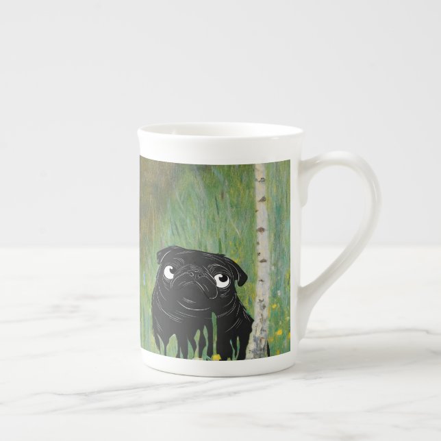 Tasse En Porcelaine Carlin Chien mignon Gustav Klimt Forest (Droite)